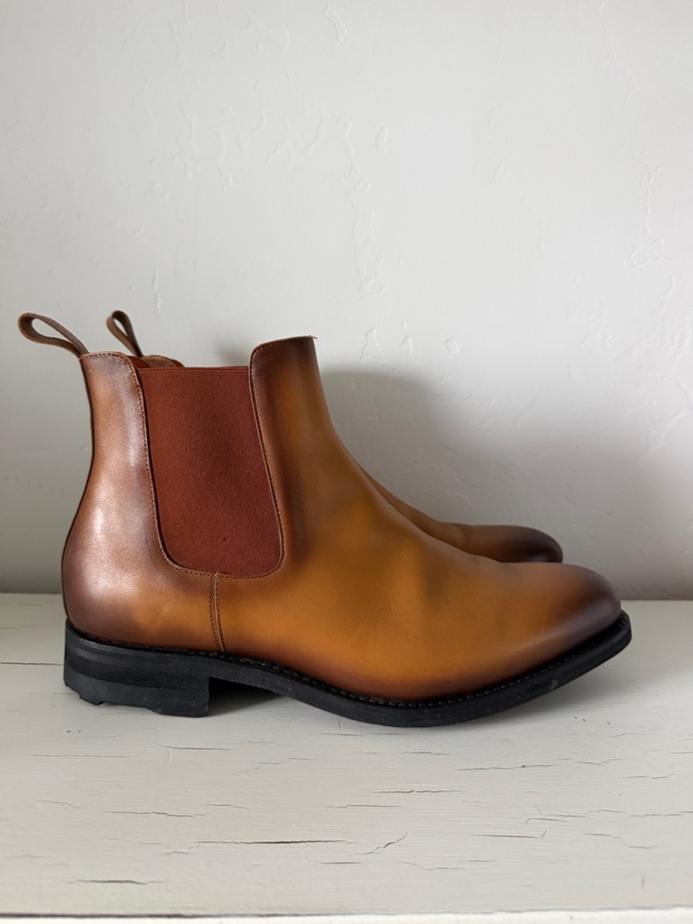 Stitched Leather Alby Chelsea Boots Brown Goodyear Welt Men’s Size 11